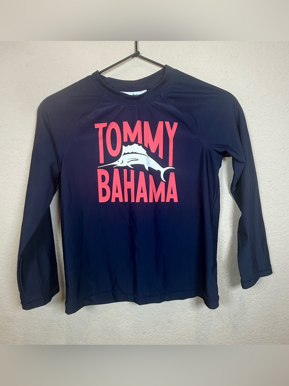 Tommy Bahama Navy Long-Sleeve Logo Swim Top with Coral Print